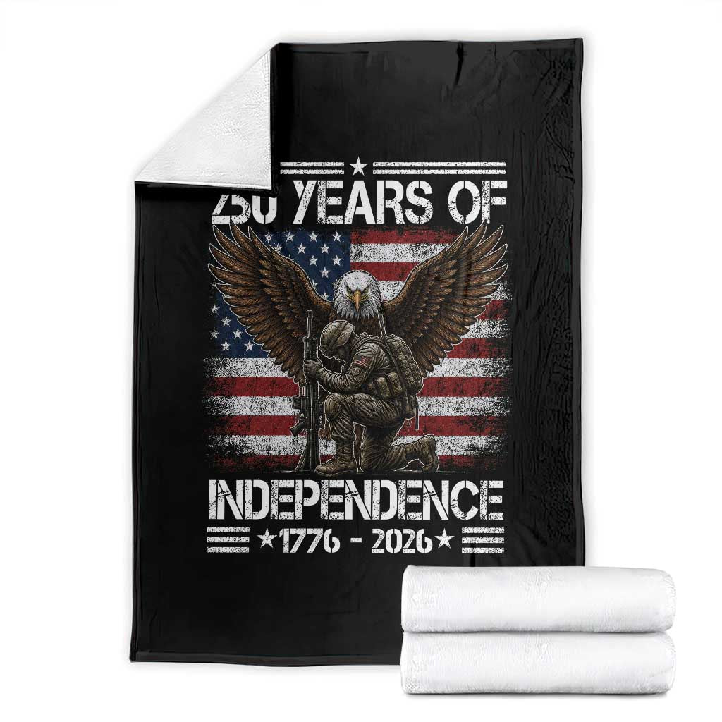 250 Years Of Independence Military Army Throw Blanket 250th Anniversary USA Bald Eagle