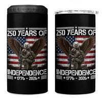 250 Years Of Independence Military Army 4 in 1 Can Cooler Tumbler 250th Anniversary USA Bald Eagle