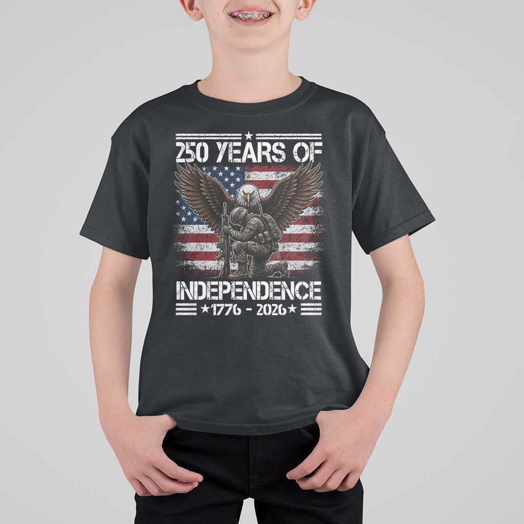 250 Years Of Independence Military Army T Shirt For Kid 250th Anniversary USA Bald Eagle
