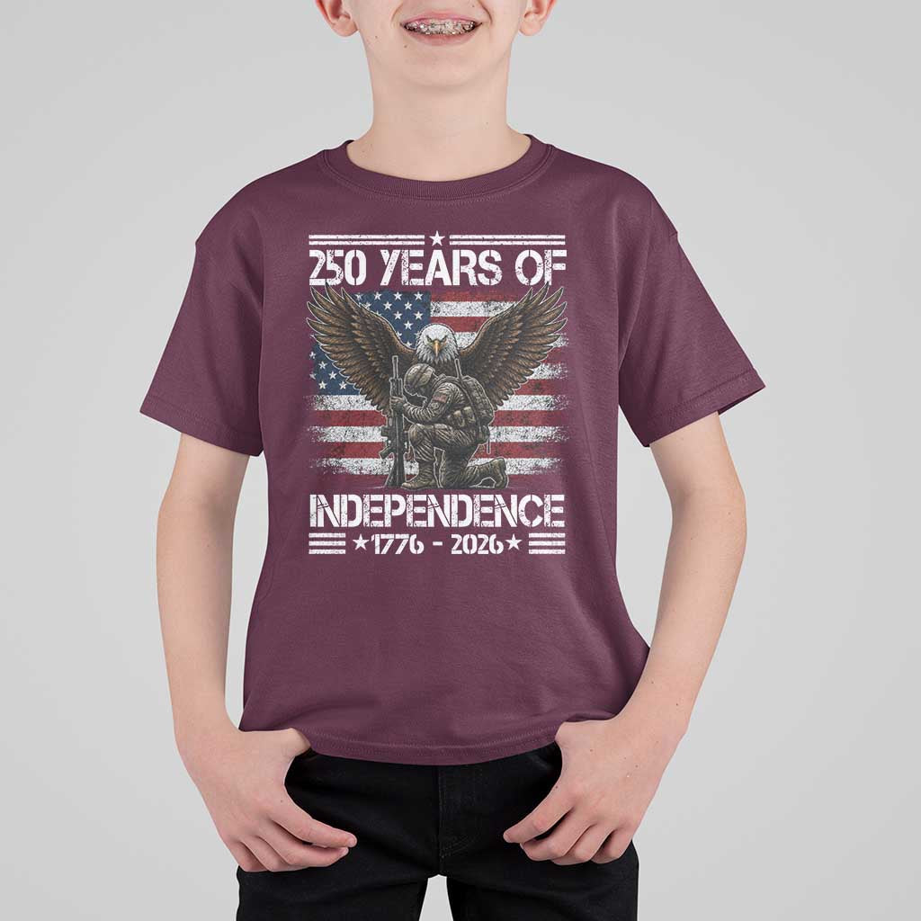 250 Years Of Independence Military Army T Shirt For Kid 250th Anniversary USA Bald Eagle