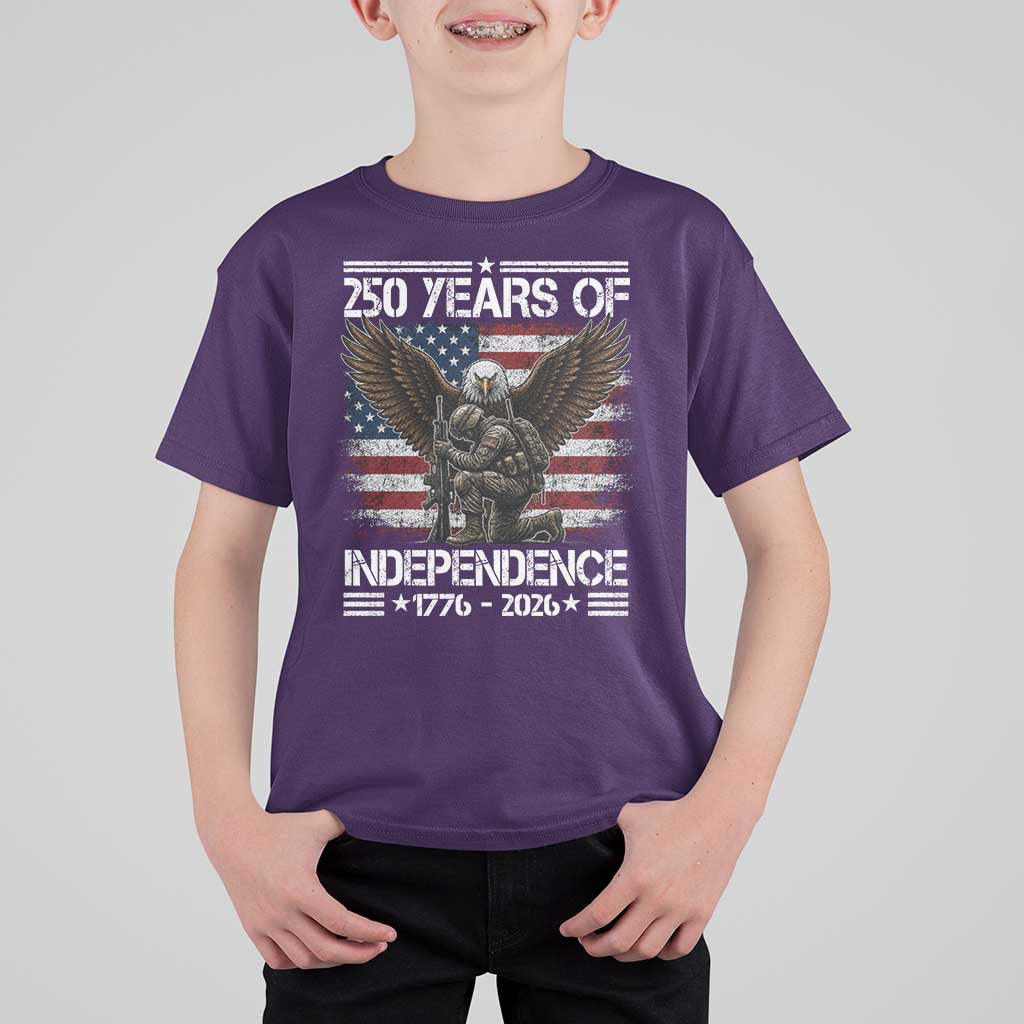 250 Years Of Independence Military Army T Shirt For Kid 250th Anniversary USA Bald Eagle
