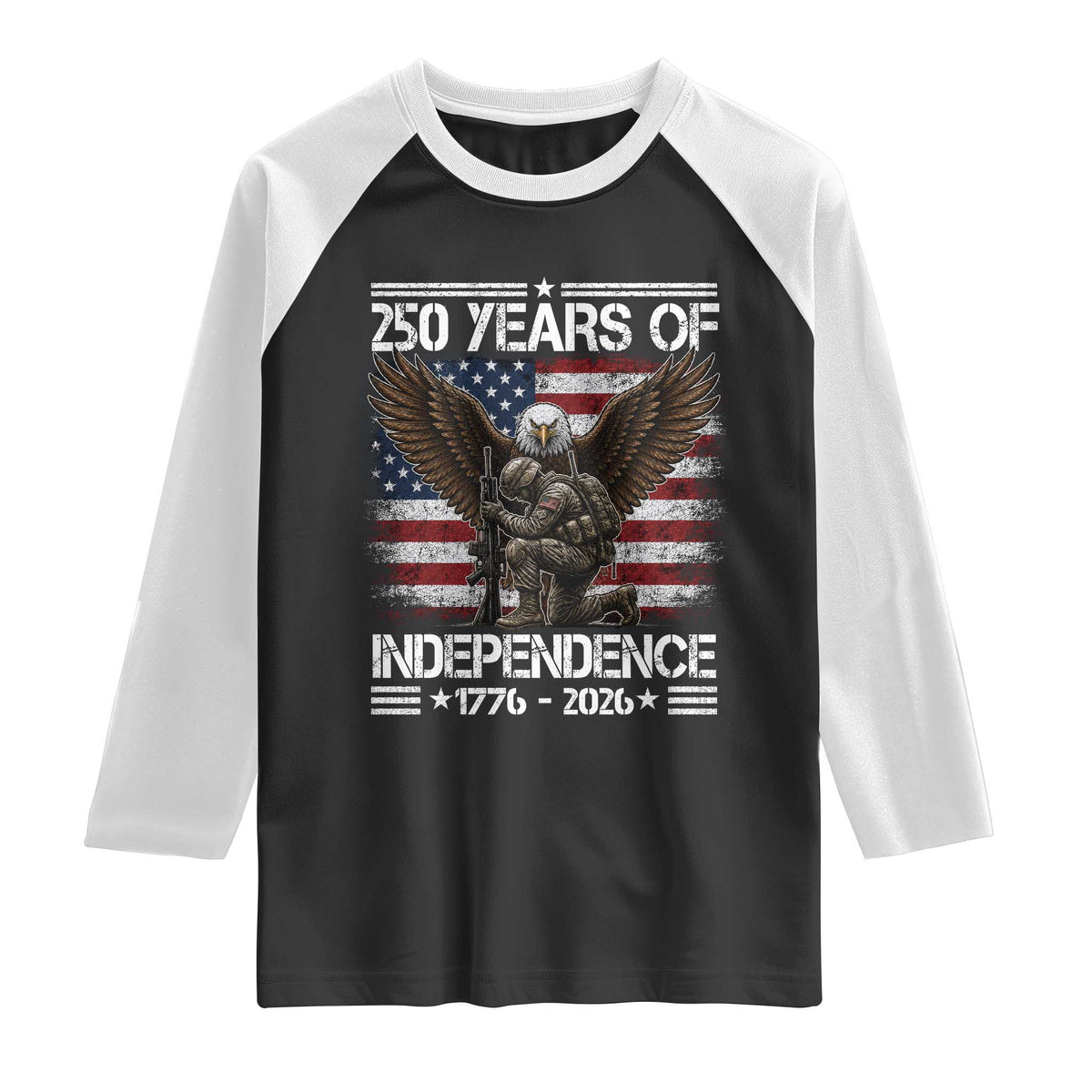 250 Years Of Independence Military Army Raglan Shirt 250th Anniversary USA Bald Eagle