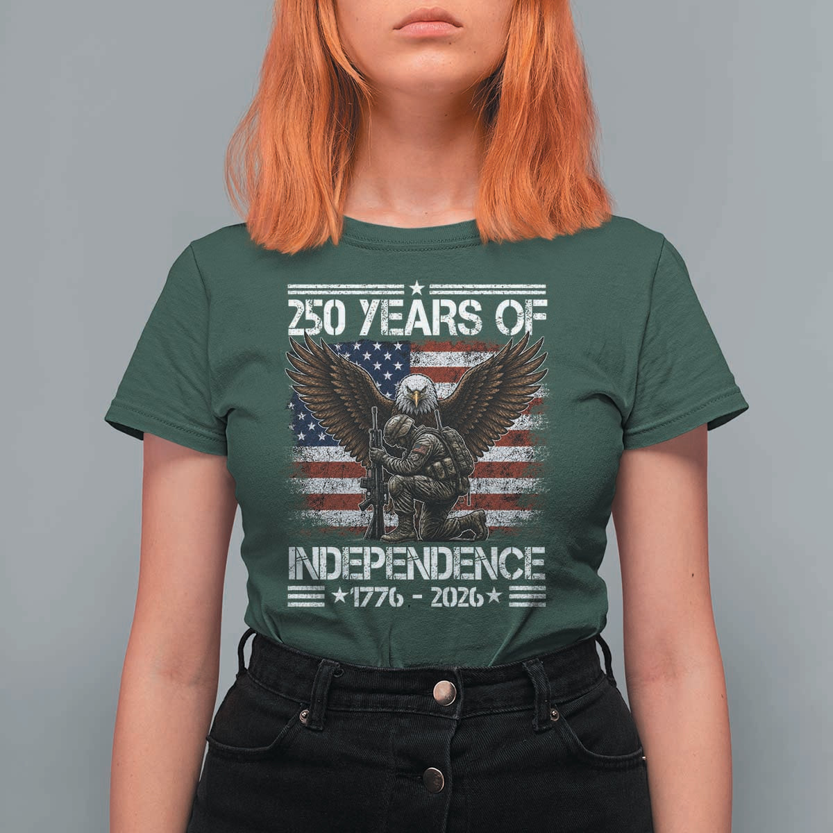 250 Years Of Independence Military Army T Shirt For Women 250th Anniversary USA Bald Eagle