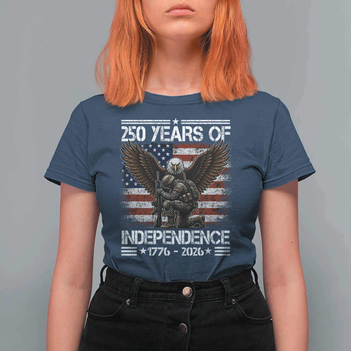 250 Years Of Independence Military Army T Shirt For Women 250th Anniversary USA Bald Eagle