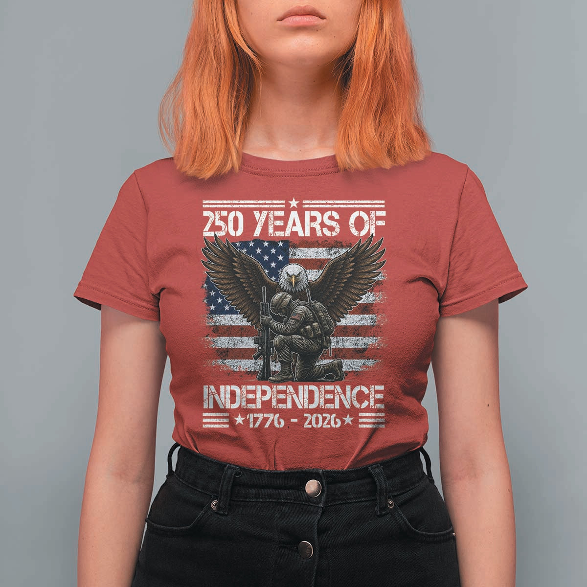 250 Years Of Independence Military Army T Shirt For Women 250th Anniversary USA Bald Eagle