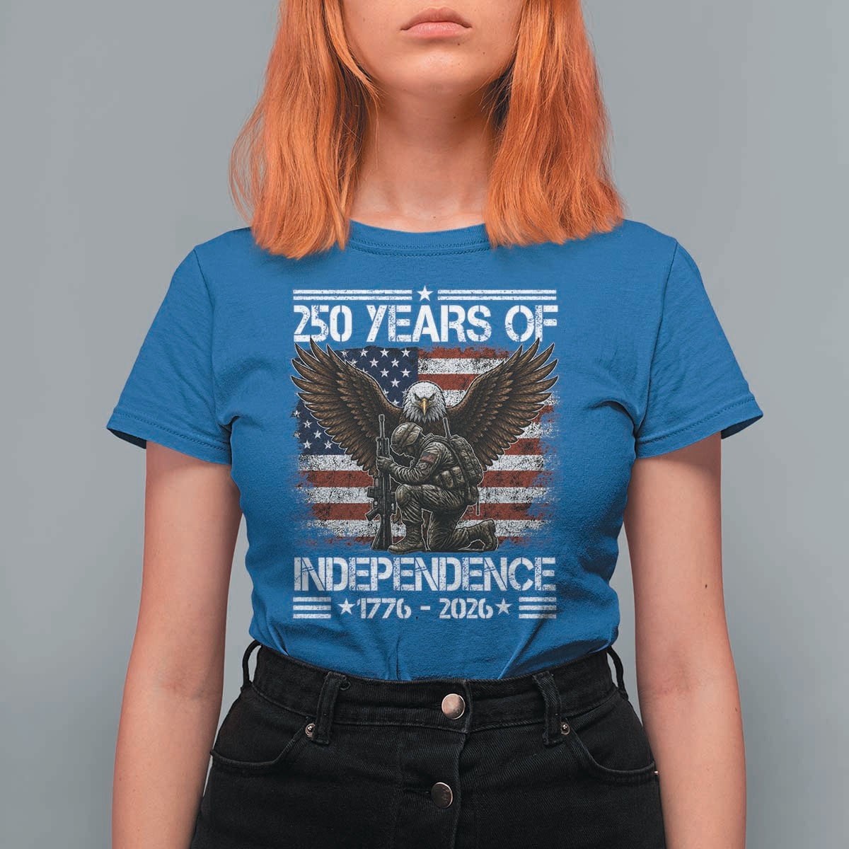 250 Years Of Independence Military Army T Shirt For Women 250th Anniversary USA Bald Eagle