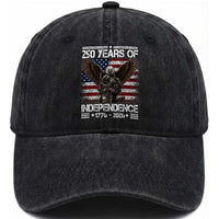 250 Years Of Independence Military Army Washed Cotton Baseball Cap 250th Anniversary USA Bald Eagle