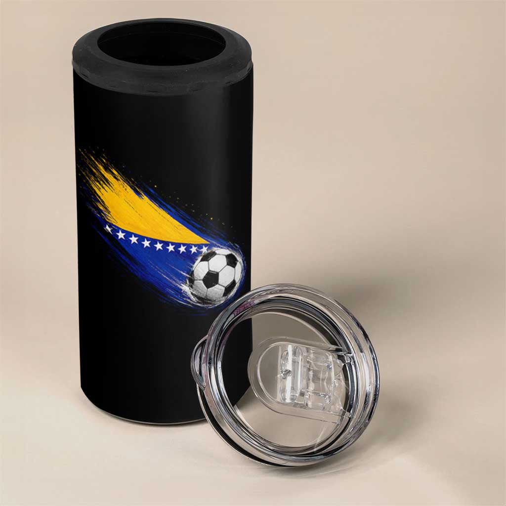 Bosnia and Herzegovina Soccer Lover Bosnian Flag 4 in 1 Can Cooler Tumbler