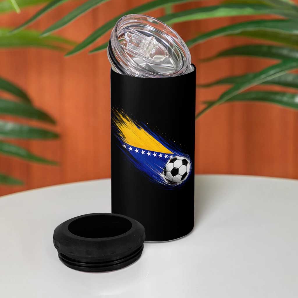 Bosnia and Herzegovina Soccer Lover Bosnian Flag 4 in 1 Can Cooler Tumbler