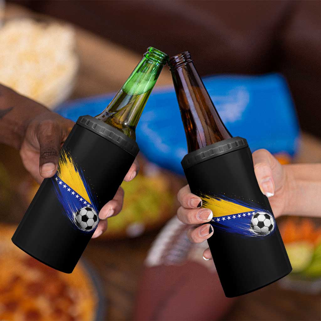 Bosnia and Herzegovina Soccer Lover Bosnian Flag 4 in 1 Can Cooler Tumbler