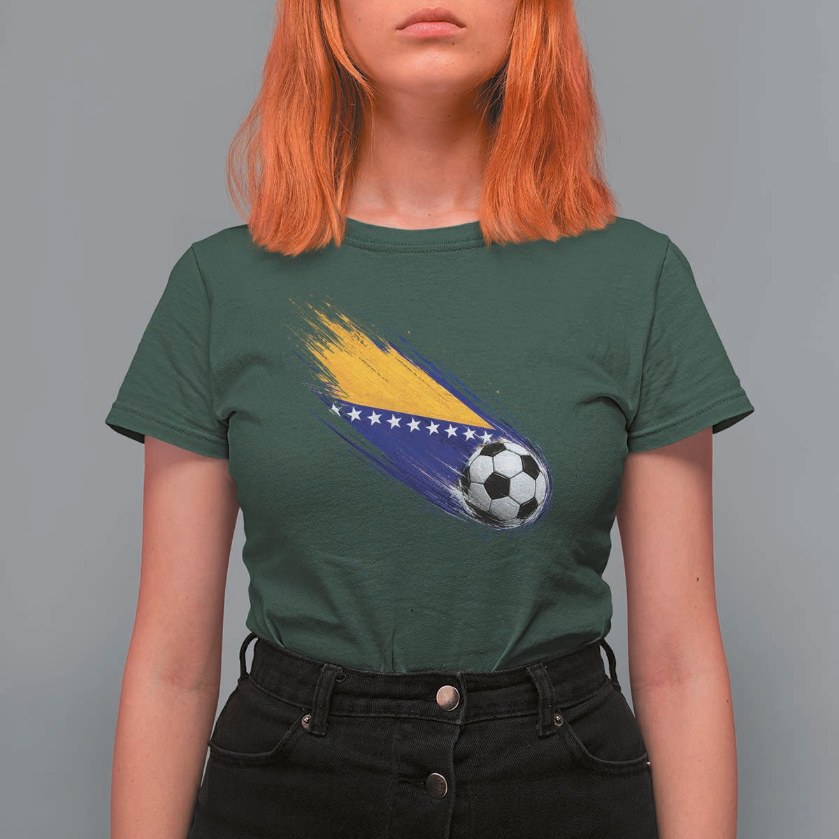 Bosnia and Herzegovina Soccer Lover Bosnian Flag T Shirt For Women
