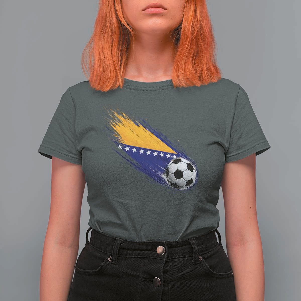 Bosnia and Herzegovina Soccer Lover Bosnian Flag T Shirt For Women