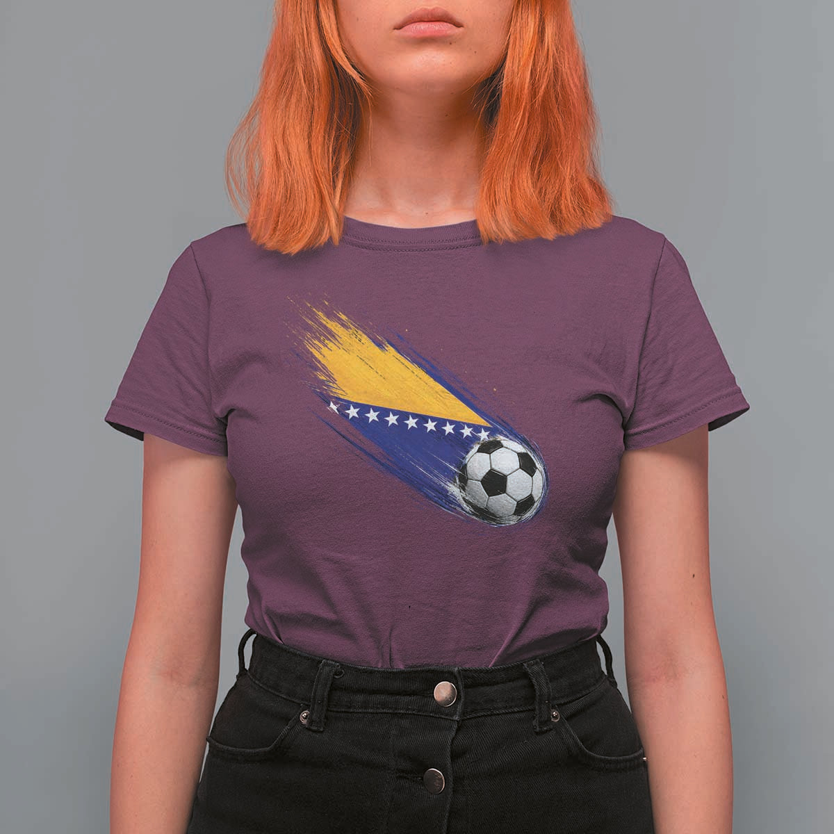 Bosnia and Herzegovina Soccer Lover Bosnian Flag T Shirt For Women