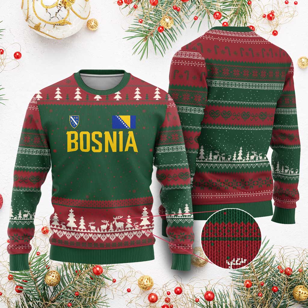 Bosnia and Herzegovina Pride Ugly Christmas Sweater BiH Bosnian Flag Souvenirs