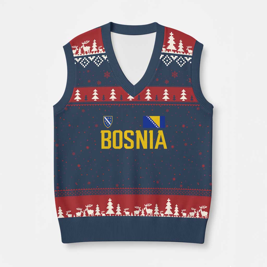 Bosnia and Herzegovina Pride V-Neck Knit Sweater Vest BiH Bosnian Flag Souvenirs