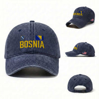 Bosnia and Herzegovina Pride Washed Cotton Baseball Cap BiH Bosnian Flag Souvenirs