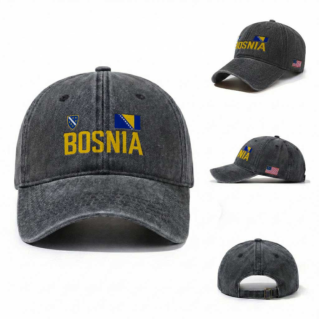 Bosnia and Herzegovina Pride Washed Cotton Baseball Cap BiH Bosnian Flag Souvenirs