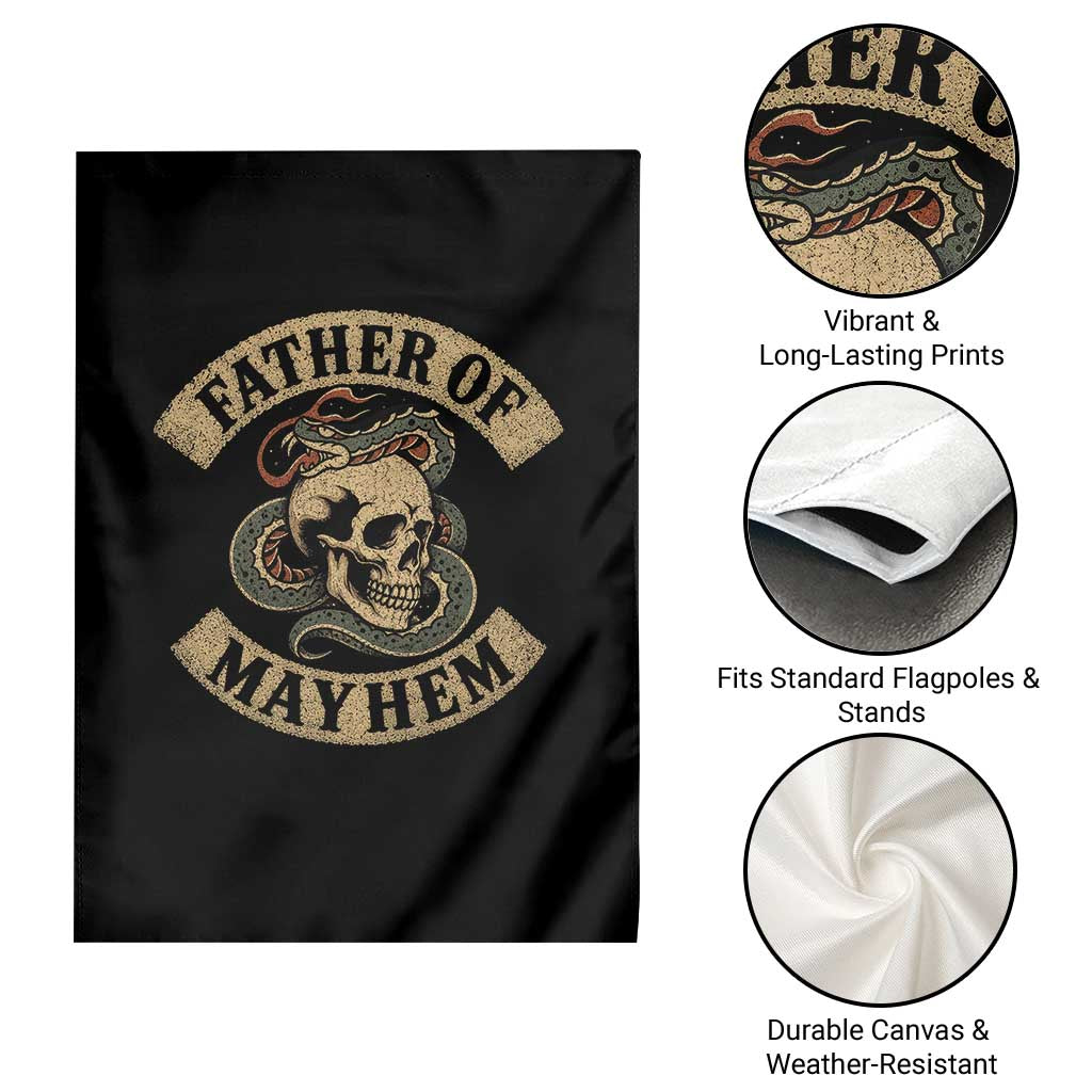 Father Of Mayhem Garden Flag Dad Snake Skull Fathers Day