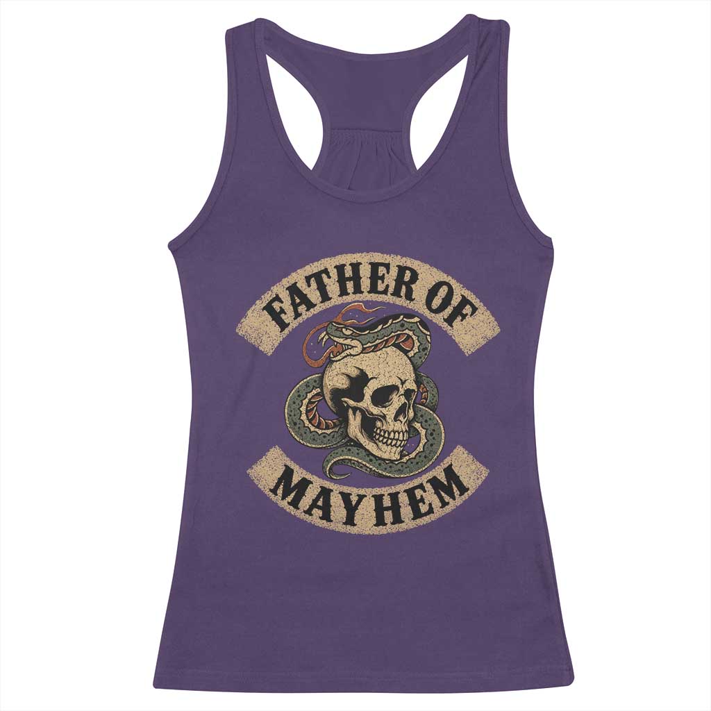 Father Of Mayhem Racerback Tank Top Dad Snake Skull Fathers Day