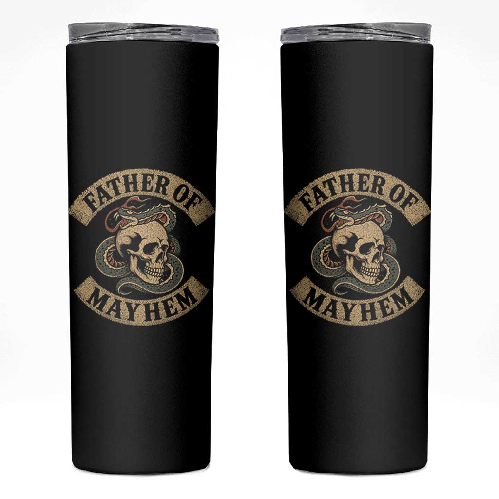 Father Of Mayhem Skinny Tumbler Dad Snake Skull Fathers Day