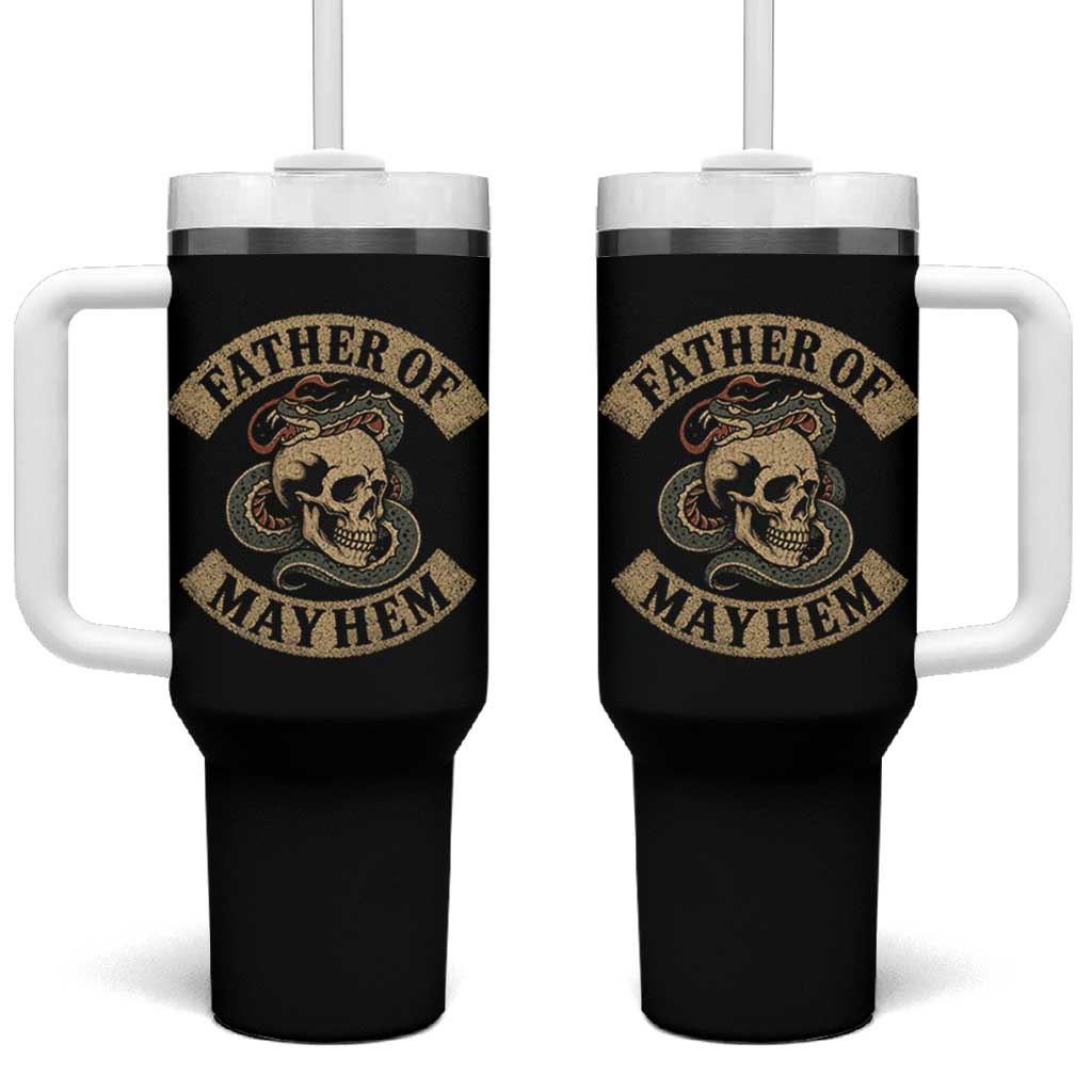 Father Of Mayhem Tumbler With Handle Dad Snake Skull Fathers Day