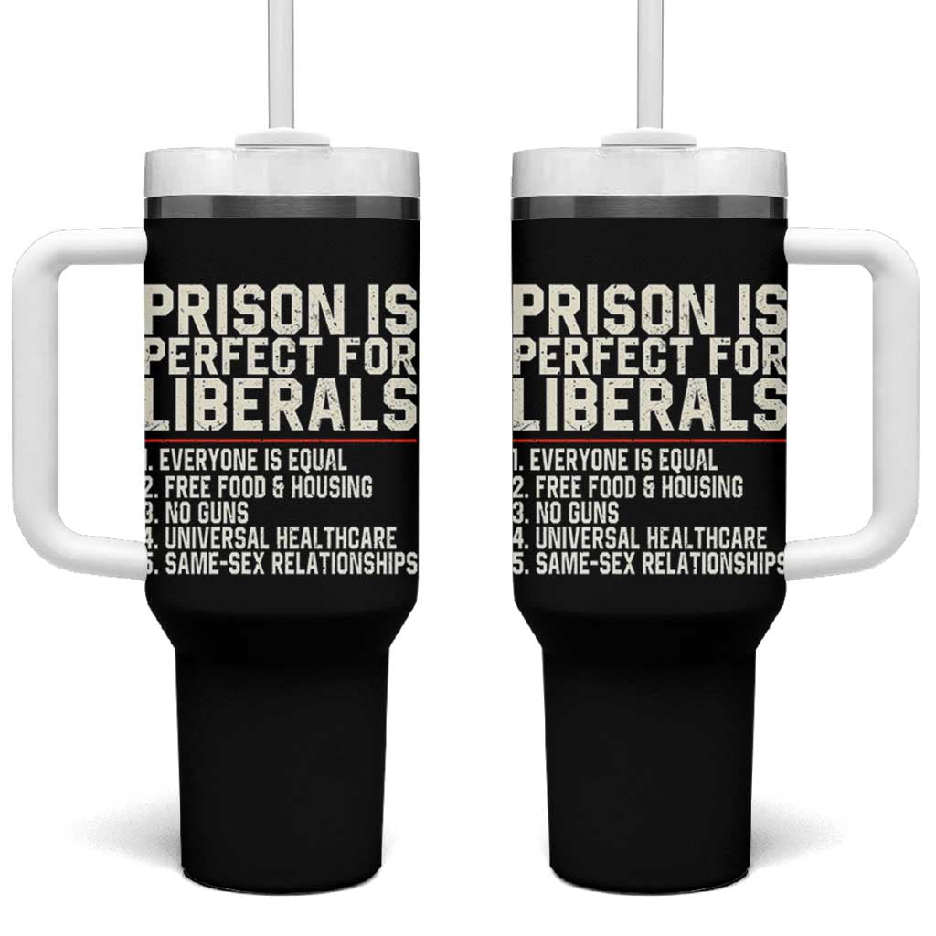 Prison Is Perfect For Liberals Tumbler With Handle Funny Anti Liberal Political Quote