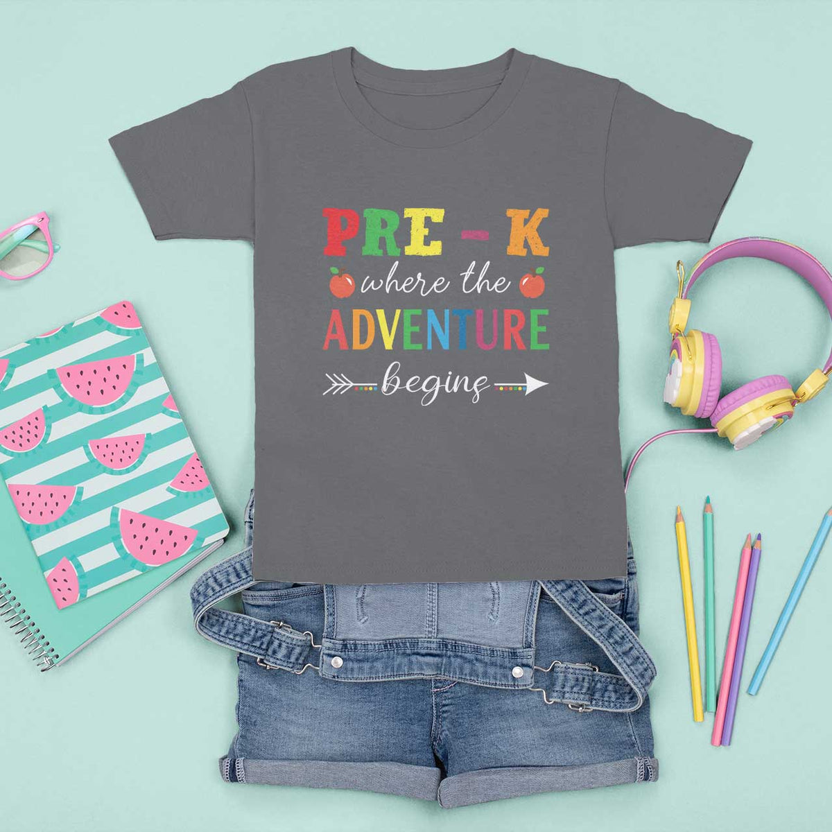 Back To School T Shirt For Kid Pre-K Where The Adventure Begins Apple Arrow - Wonder Print Shop