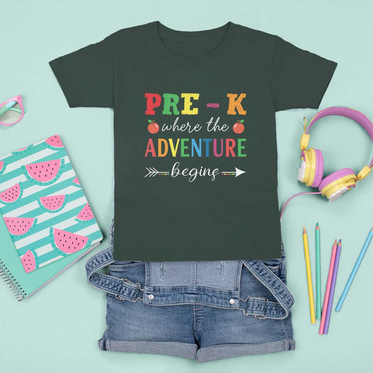 Back To School T Shirt For Kid Pre-K Where The Adventure Begins Apple Arrow - Wonder Print Shop