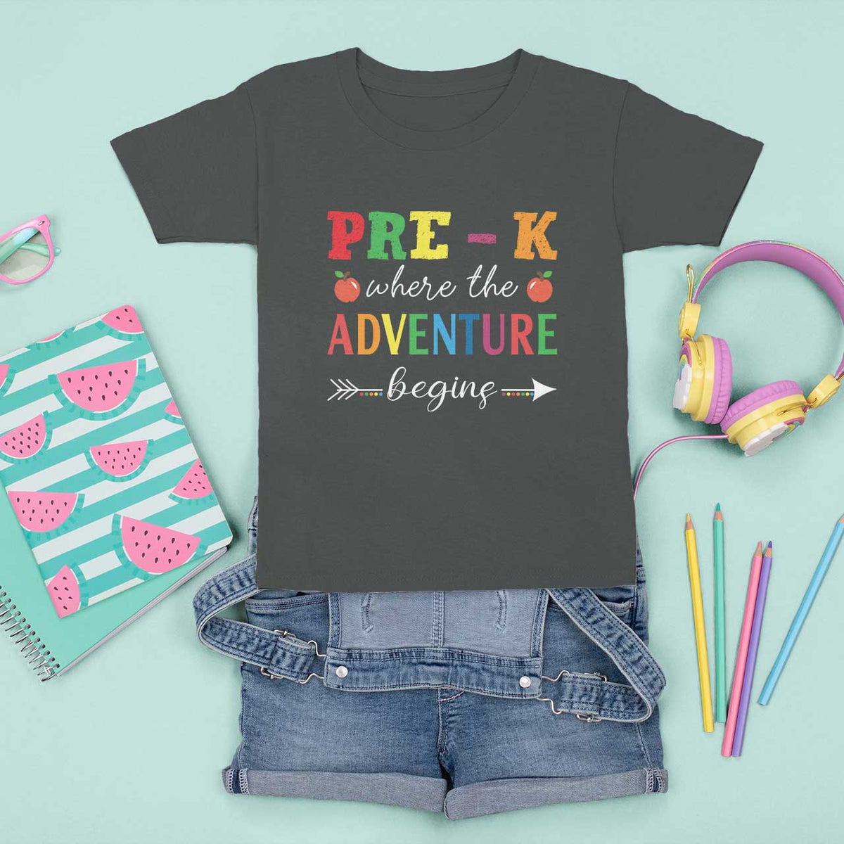 Back To School T Shirt For Kid Pre-K Where The Adventure Begins Apple Arrow - Wonder Print Shop