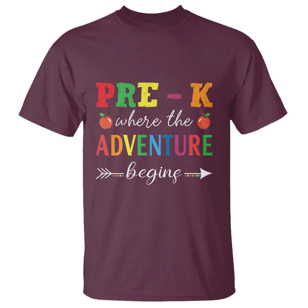 Back To School T Shirt Pre-K Where The Adventure Begins Apple Arrow - Wonder Print Shop