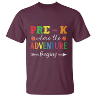 Back To School T Shirt Pre-K Where The Adventure Begins Apple Arrow - Wonder Print Shop