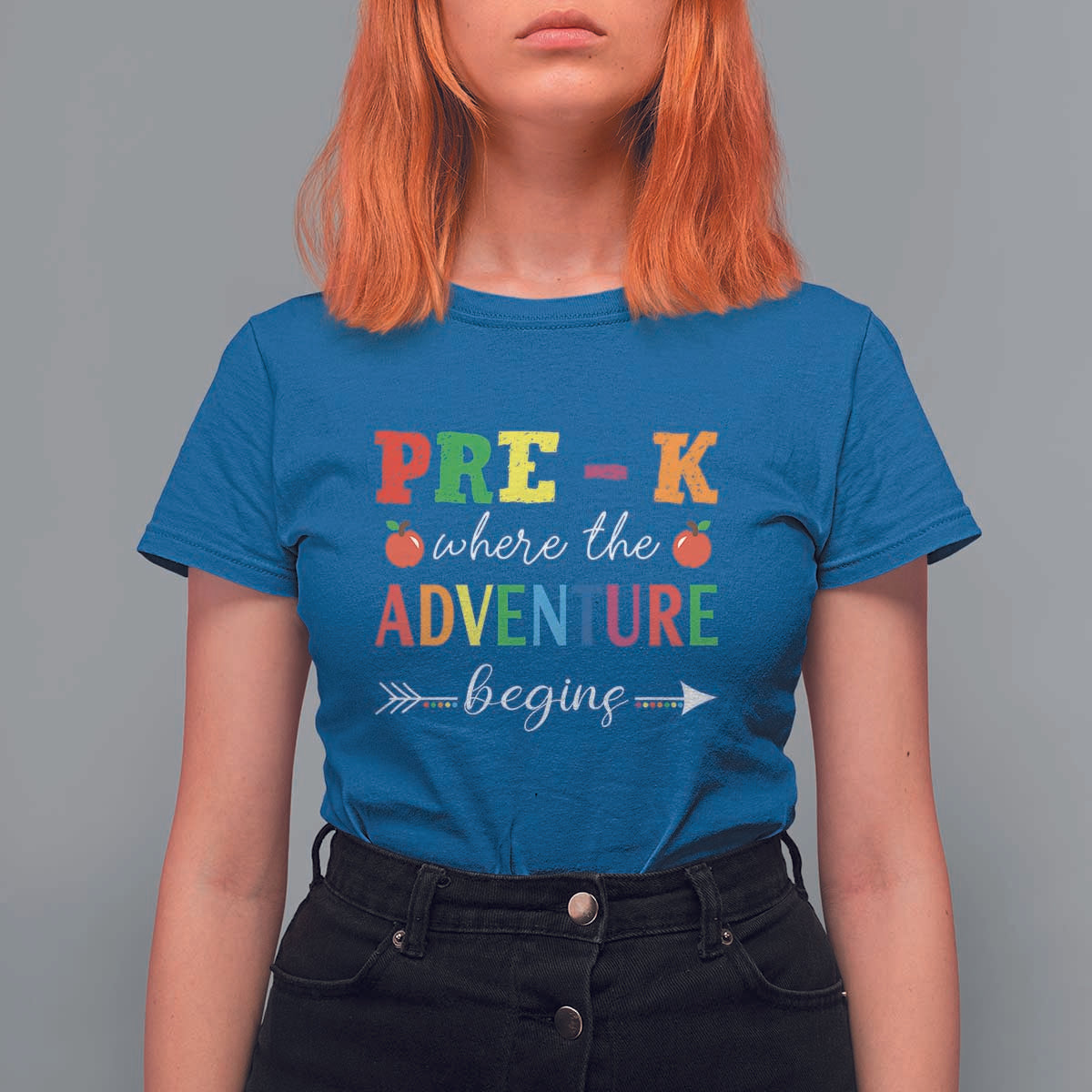 Back To School T Shirt For Women Pre-K Where The Adventure Begins Apple Arrow - Wonder Print Shop