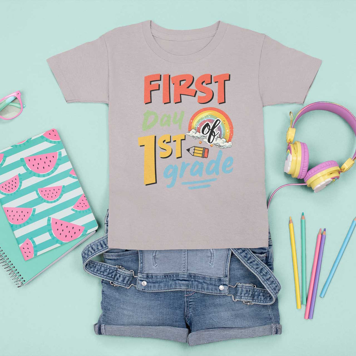 Back To School T Shirt For Kid First Day Of 1st Grade Rainbow - Wonder Print Shop