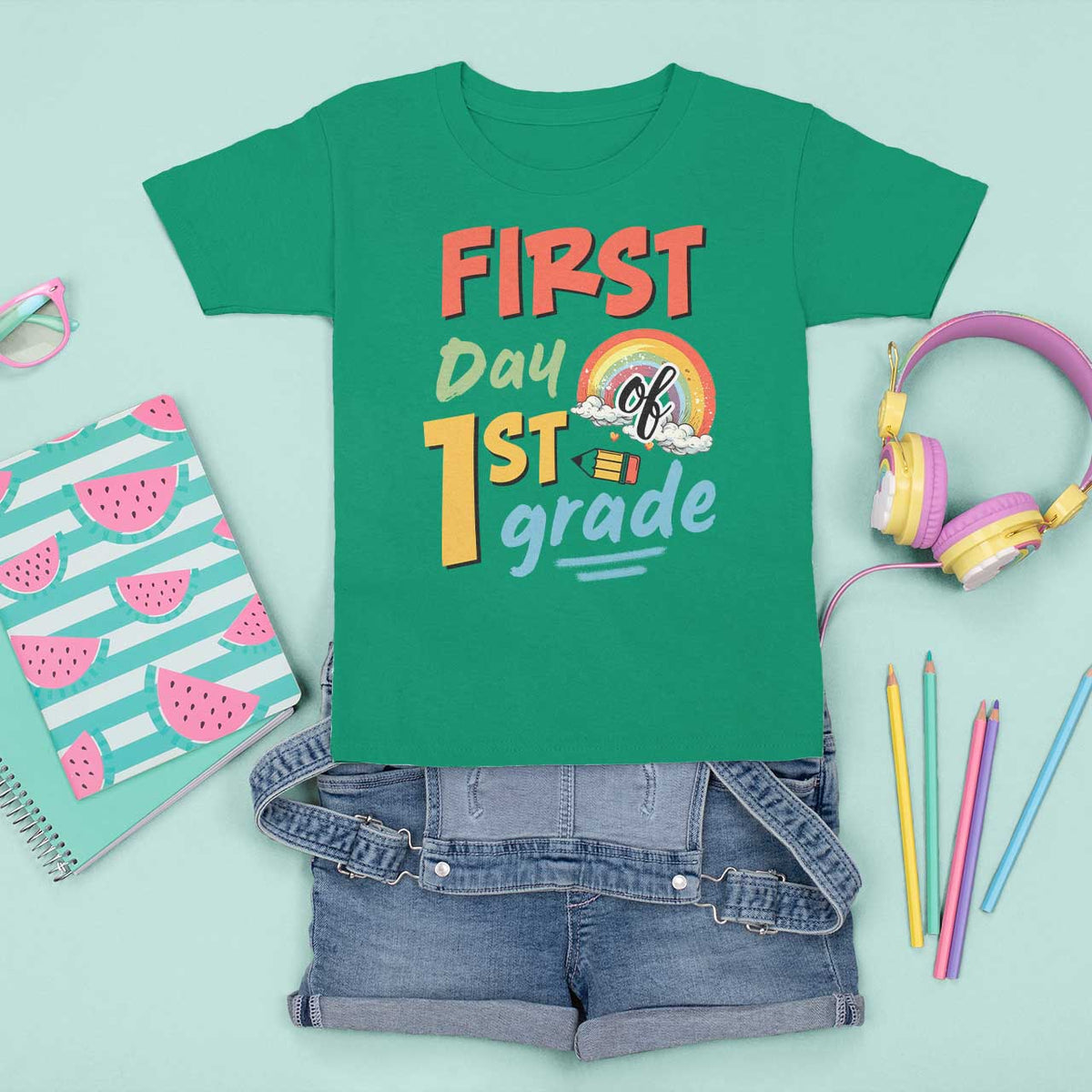 Back To School T Shirt For Kid First Day Of 1st Grade Rainbow - Wonder Print Shop