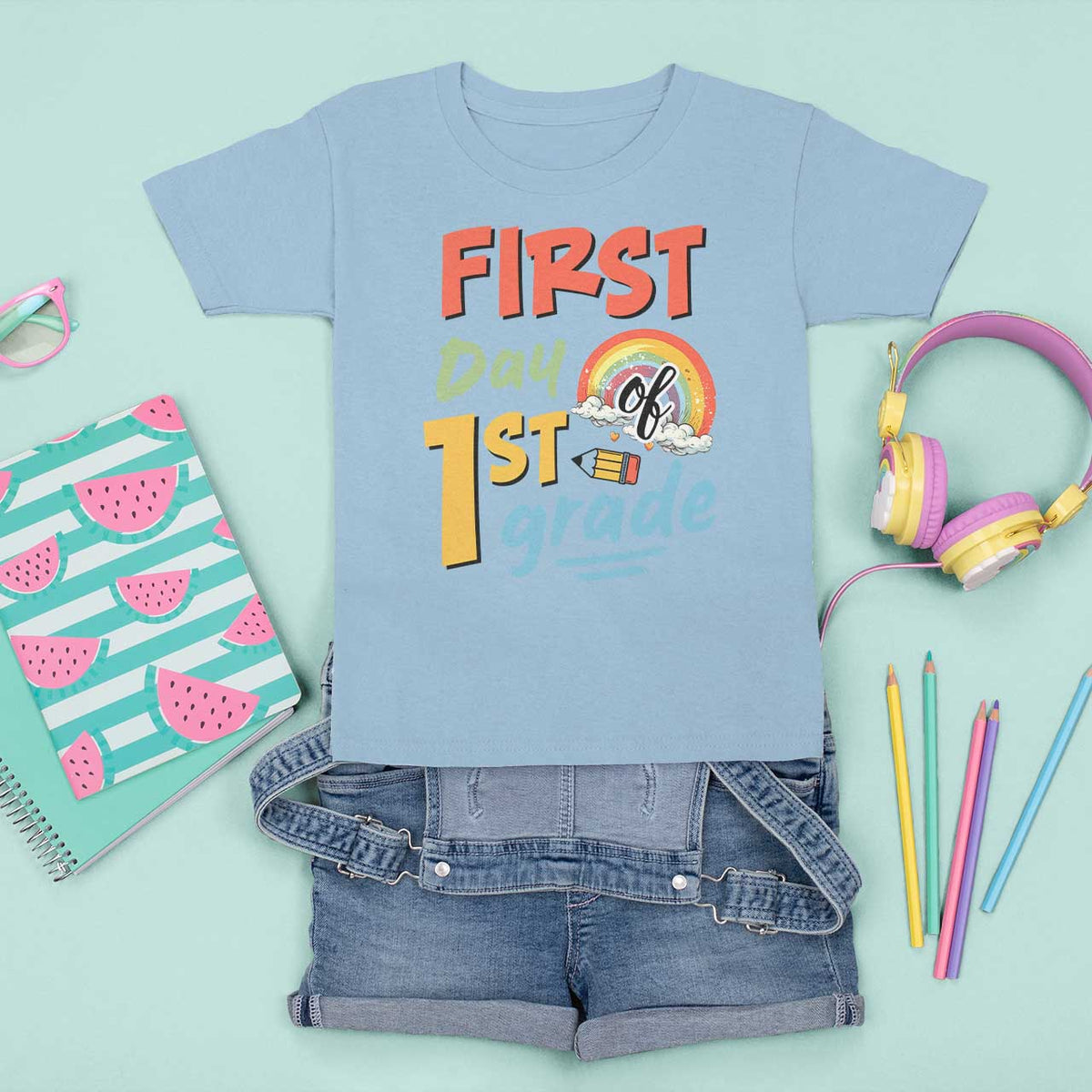 Back To School T Shirt For Kid First Day Of 1st Grade Rainbow - Wonder Print Shop