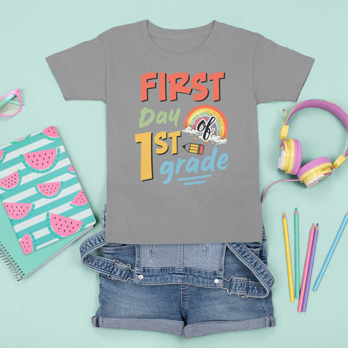 Back To School T Shirt For Kid First Day Of 1st Grade Rainbow - Wonder Print Shop