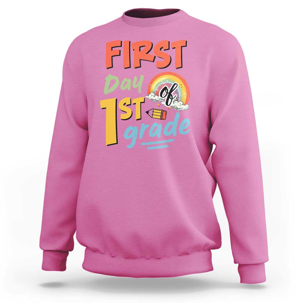 Back To School Sweatshirt First Day Of 1st Grade Rainbow - Wonder Print Shop