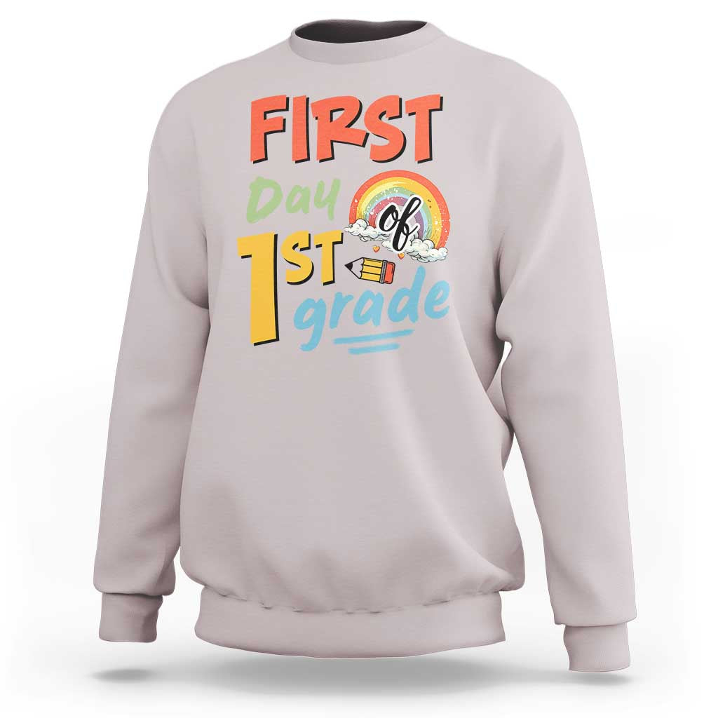 Back To School Sweatshirt First Day Of 1st Grade Rainbow - Wonder Print Shop