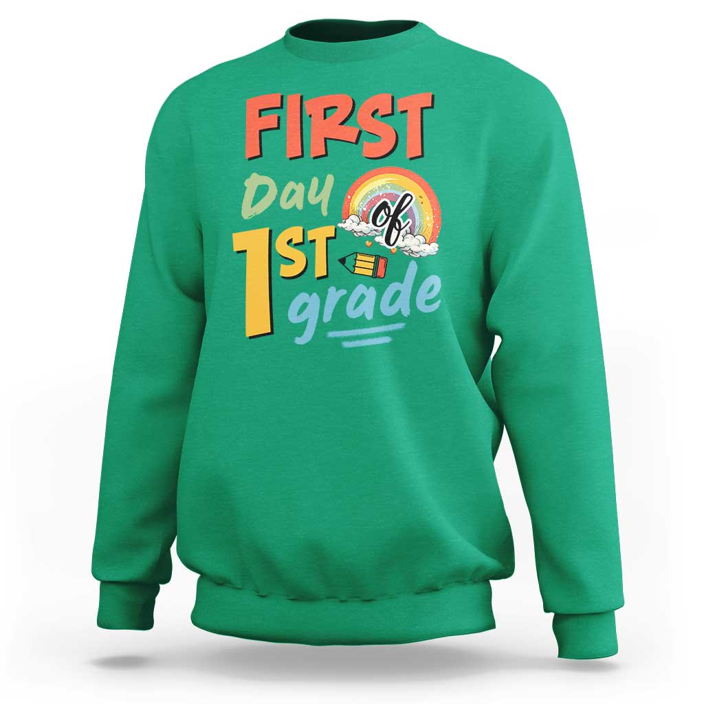 Back To School Sweatshirt First Day Of 1st Grade Rainbow - Wonder Print Shop