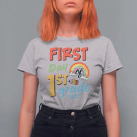 Back To School T Shirt For Women First Day Of 1st Grade Rainbow - Wonder Print Shop