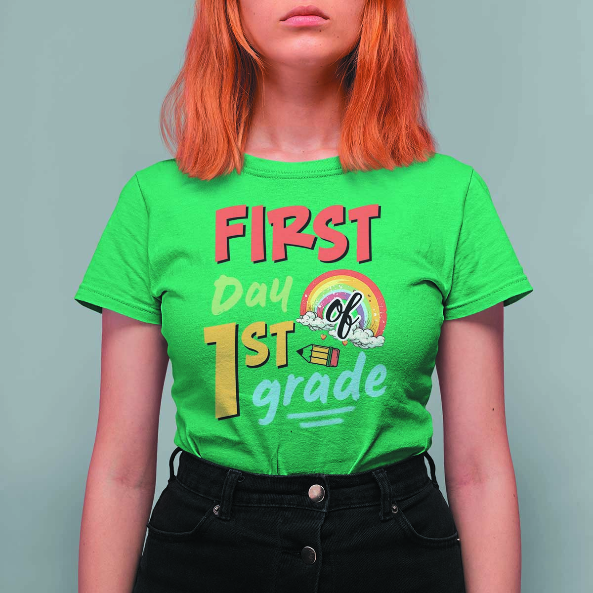 Back To School T Shirt For Women First Day Of 1st Grade Rainbow - Wonder Print Shop