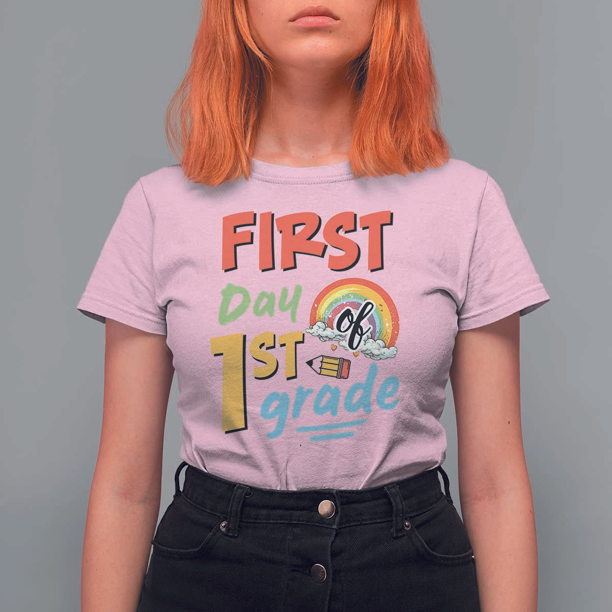 Back To School T Shirt For Women First Day Of 1st Grade Rainbow - Wonder Print Shop