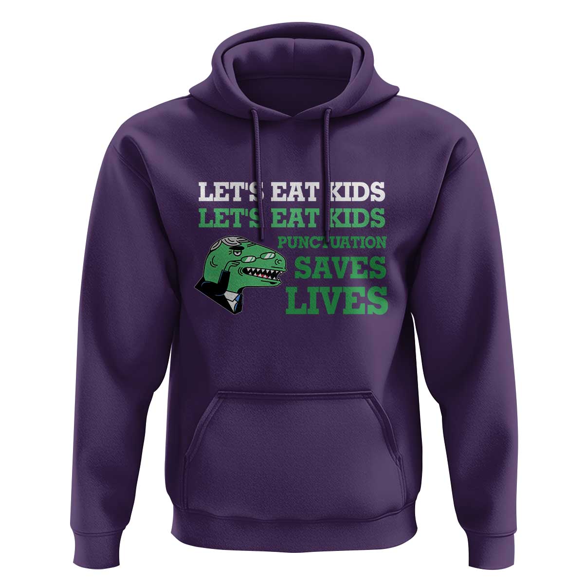 Funny Teacher Hoodie Let's Eat Kids Punctuation Saves Lives Dinosaur - Wonder Print Shop