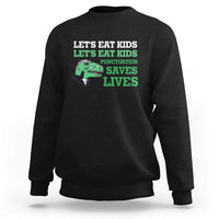 Funny Teacher Sweatshirt Let's Eat Kids Punctuation Saves Lives Dinosaur - Wonder Print Shop