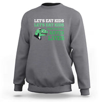 Funny Teacher Sweatshirt Let's Eat Kids Punctuation Saves Lives Dinosaur - Wonder Print Shop