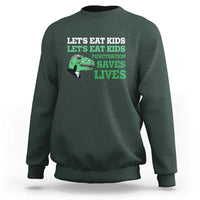 Funny Teacher Sweatshirt Let's Eat Kids Punctuation Saves Lives Dinosaur - Wonder Print Shop