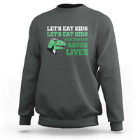 Funny Teacher Sweatshirt Let's Eat Kids Punctuation Saves Lives Dinosaur - Wonder Print Shop