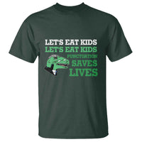 Funny Teacher T Shirt Let's Eat Kids Punctuation Saves Lives Dinosaur - Wonder Print Shop