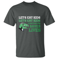 Funny Teacher T Shirt Let's Eat Kids Punctuation Saves Lives Dinosaur - Wonder Print Shop