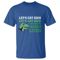 Funny Teacher T Shirt Let's Eat Kids Punctuation Saves Lives Dinosaur - Wonder Print Shop